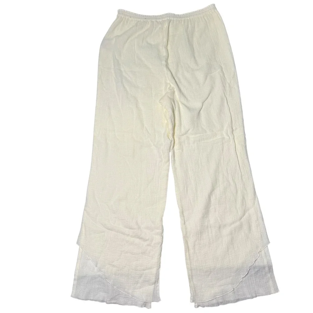 Soft Surroundings La Marche Guaze Pants Natural Women's Size M Wide Leg Cotton - Picture 3 of 8